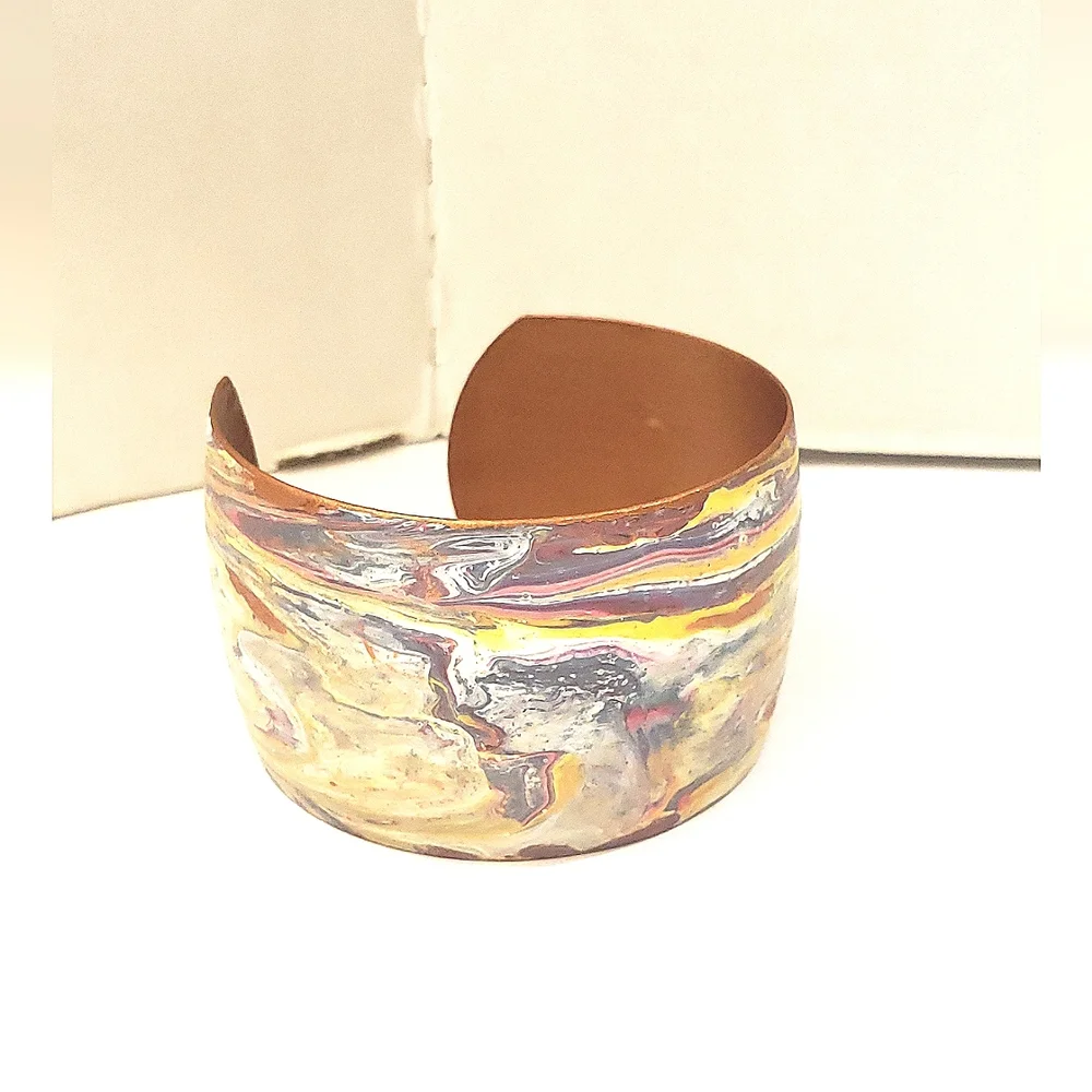 Hand Painted Acrylic Pour Painting Cuff Bracelet